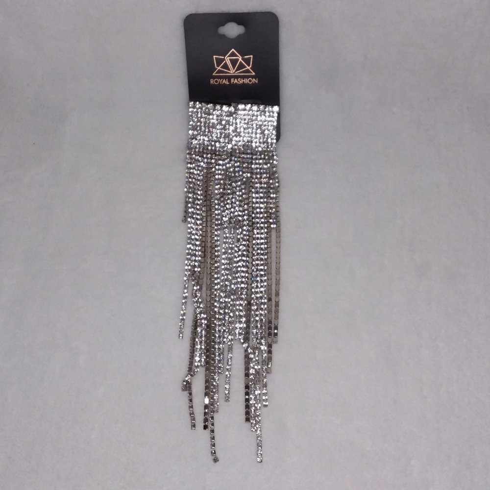 Multi Dangle Pierce Earrings Clear Rhinestones Royal Fashion